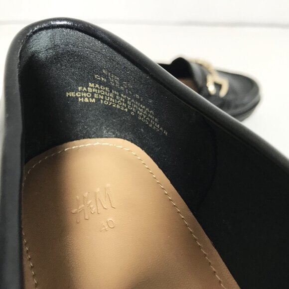 H&M Horsebit Buckle Loafers Lug Sole Black Sz 9 - Picture 12 of 13